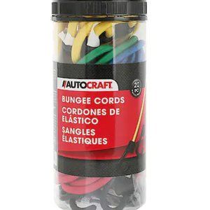 AutoCraft 20 Piece Bungee Cord Assortment: Heavy Duty Rubber with Hooks - New